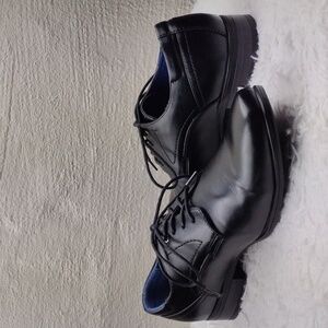 Madden Clevrr Black Faux Leather Square Toe Lace Up Block Heel Dress Oxf…